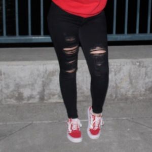abercrombie and fitch black ripped jeans